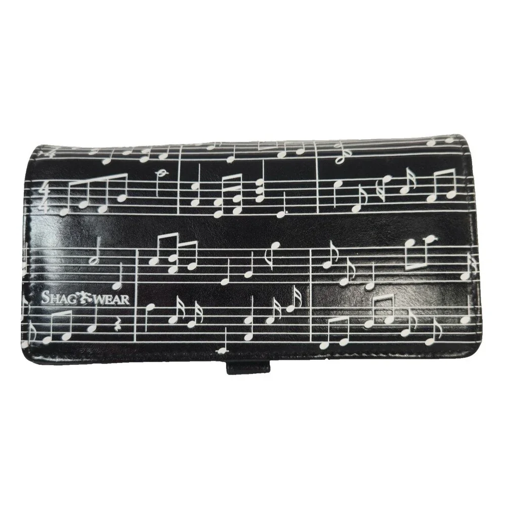 Shag Wear Women's Large Faux Leather Clutch Wallet Piano Keys Music Teacher